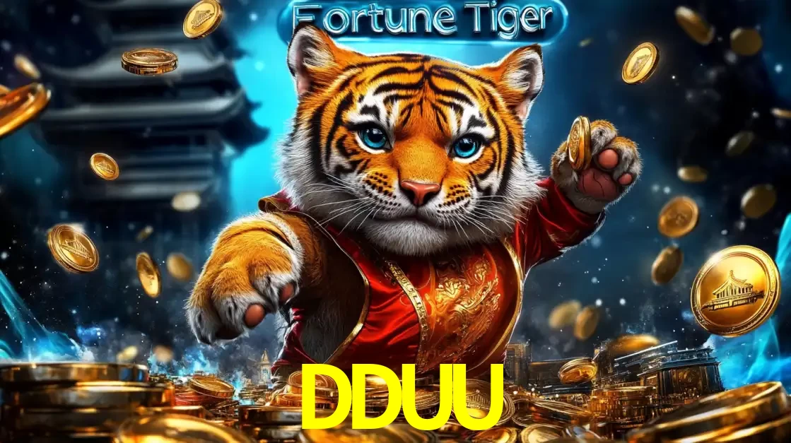 Imagem promocional do jogo de slot Fortune Tiger, com um tigre majestoso em traje tradicional cercado por uma fortuna em moedas de ouro, disponível agora no cassino DDUU.
