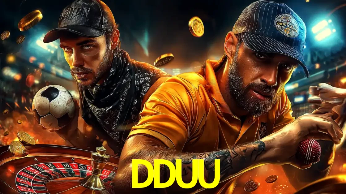 Montagem de apostas esportivas e cassino no DDUU, com um homem segurando uma bola de futebol e outro uma de beisebol sobre uma roleta e moedas voadoras.